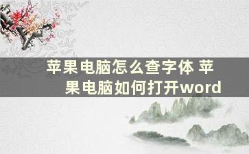 苹果电脑怎么查字体 苹果电脑如何打开word